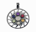 Chakra Surya Stone Silver Pendant (16436)