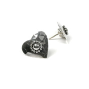 Silver Heart Earrings with flower pattern  (EG0004)