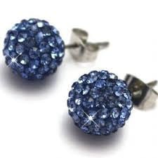 Crystal Disco Ball Earrings - BLUE