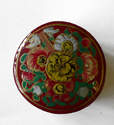 Kashmir Trinket Box round shaped RED with Flowers (808)