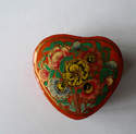 Kashmir Trinket Box Heart shaped ORANGE  with Flowers (802)
