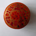 Kashmir Trinket Box round shaped ORANGE with Flowers (806)