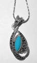 Turquoise Blue Stone silver necklace  (TIRP04)
