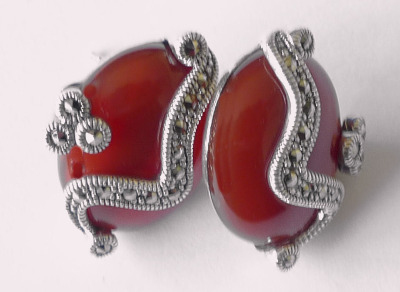 Carnelian silver  earrings  (C03E)