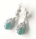 Green Agate silver  earrings (J02E)
