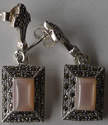 Pink Marcasite Silver Earrings Square (MARC02E)