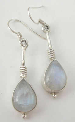 Moonstone milky white silver earrings (ME01)