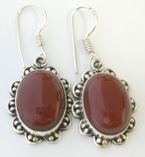 Carnelian Silver Earrings Fancy design (CAE02)