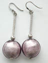 Lilac Murano glass Lampwork bead earrings  with silver (M-A-408)