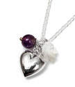 Sterling silver heart Necklace Amethyst bead & mother of pearl  (SB0076 )