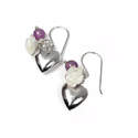 Sterling silver heart earrings Amethyst bead & mother of pearl  (SB0078 )