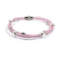 Bracelet - PINK wrap around leather bracelet with beads - 00684