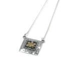Silver Square Necklace with Brass Flower inlaid (NG0109)
