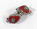 Silver  earrings with  turquoise Turquoise & red Agate (131919)