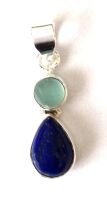 Lapiz Lazuli Silver Pendant with Moonstone