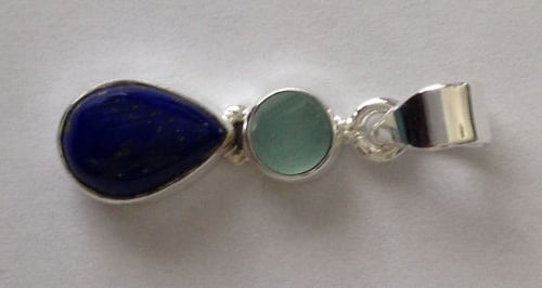 Lapiz Lazuli Silver Pendant with Moonstone