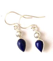 Lapiz Lazuli Silver Earrings with Pearl (LL002)