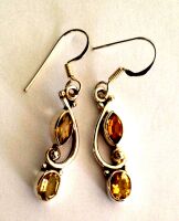 Topaz Yellow Stone Silver Drop Earrings (YT001)