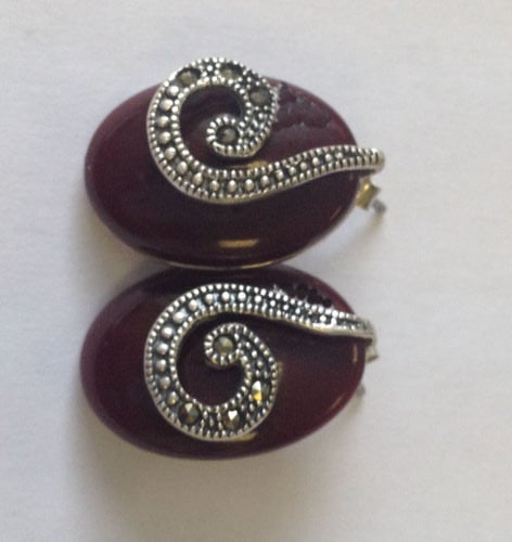 Carnelian silver  earrings  (C07E)