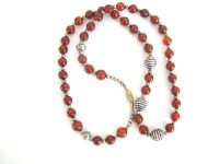Carnelian Bead Necklace with silver (Car005B)
