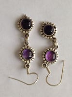 Amethyst Purple Silver Earrings Fancy design (AE06)