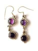 Amethyst Purple Silver Earrings Fancy design (AE06)
