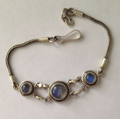 moonstone Silver Chain Bracelet  (MB21)