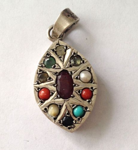 Pendant with multi stones - Chakra - Silver Pendant  (chak7)