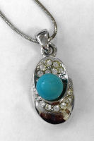 Turquoise Blue Stone silver necklace  (TP08)