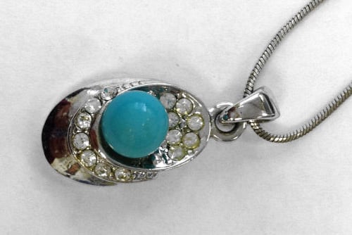 Turquoise Blue Stone silver necklace  (TP08)