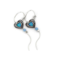 Hoop Earrings Silver with Opals  - Aviv