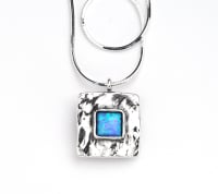 Silver chain with & pendant with square opal - Aviv