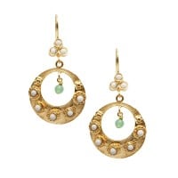 Earrings with pearl & green  agate - Ottoman Hands ' Bazaar ' (OH/E213)