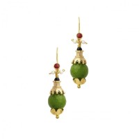 Earrings Green Quartz & 21ct gold plate - Ottoman Hands ' CAZIBE ' (OH/E206)