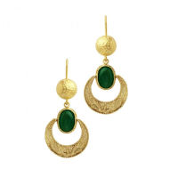 Earrings Green Onyx Moon  - Ottoman Hands ' CAZIBE ' (OH/E205)