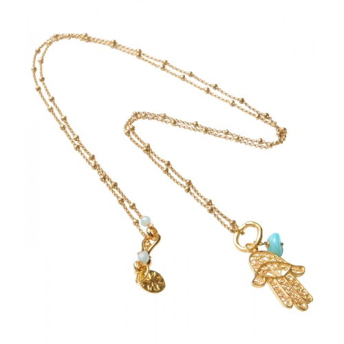 Fatima hand gold filigree with Amazonite (582)