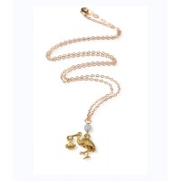 Stork Bringing Baby Pendant gold plated with Amazonite. (849)