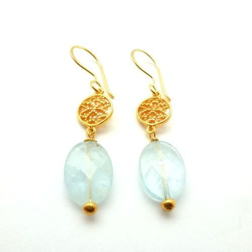 Aquamarine Valflower earrings Blue - Gold Plated - Mirabelle