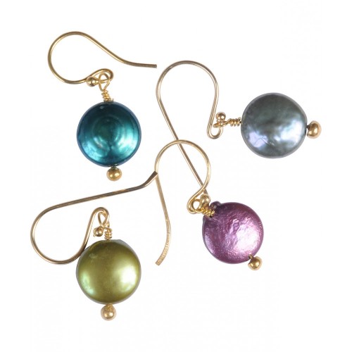 Pearl Earrings Purple  - Gold Plated - Mirabelle (Carita)