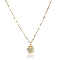 Gemstone Cage necklace Gold Plated with Amazonite (MINT)