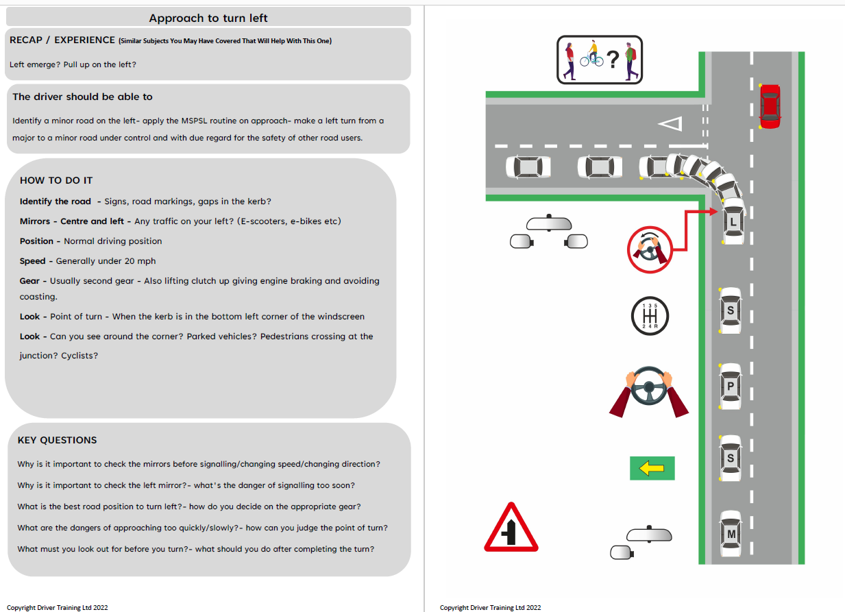 driving instructor lesson plans diagrams