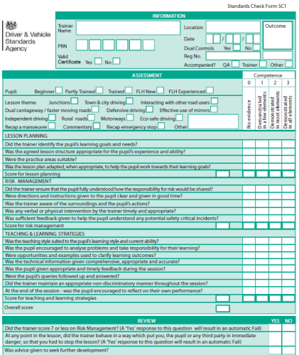 ADI Standards Check Test Marking Sheet