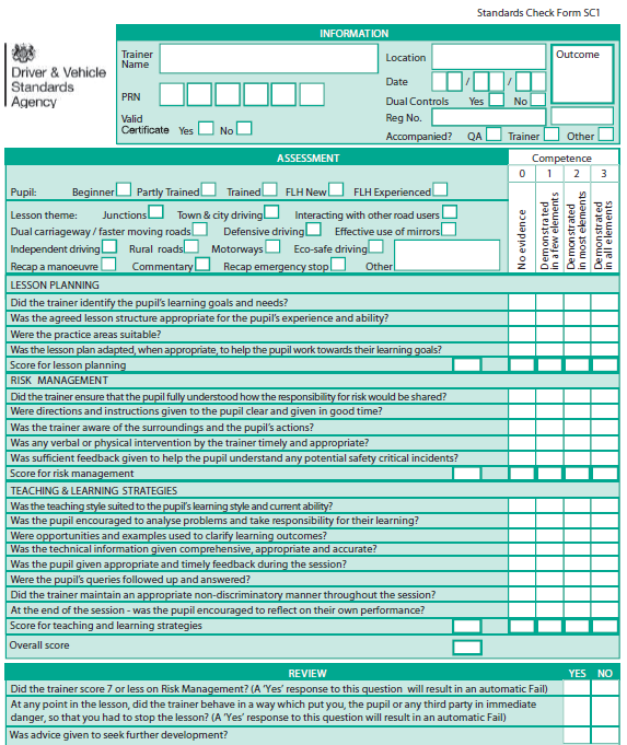 adi standards check marking sheet