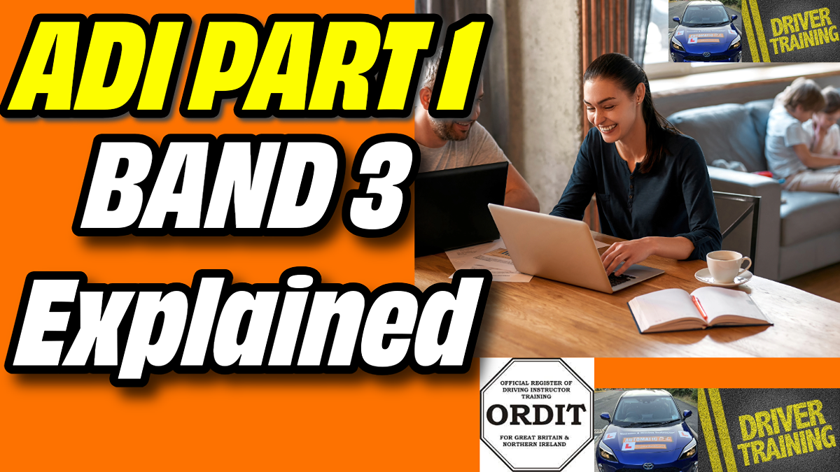 What Is ADI Part 1 Band 3 About?  Band 3 of the ADI Part 1 theory test covers:  ðŸ” The Driving Test, Disabilities, and the Law  This section is designed to assess your professional knowledge as a future driving instructorâ€”beyond just driving skills. It focuses on your responsibilities when working with pupils, your legal obligations, and how you handle pupils with additional needs.  Letâ€™s break it down: