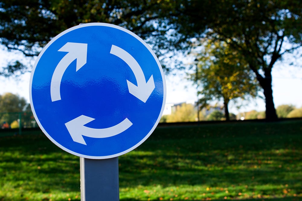 Identification (Lesson Planning Starts Early)  Strong teaching begins before the junction.  Teach pupils to identify a mini roundabout by:      The blue circular roundabout sign    The white painted circle on the road    Give way lines on approach    The overall junction layout  Early identification leads to earlier planning&acirc;and safer decisions.