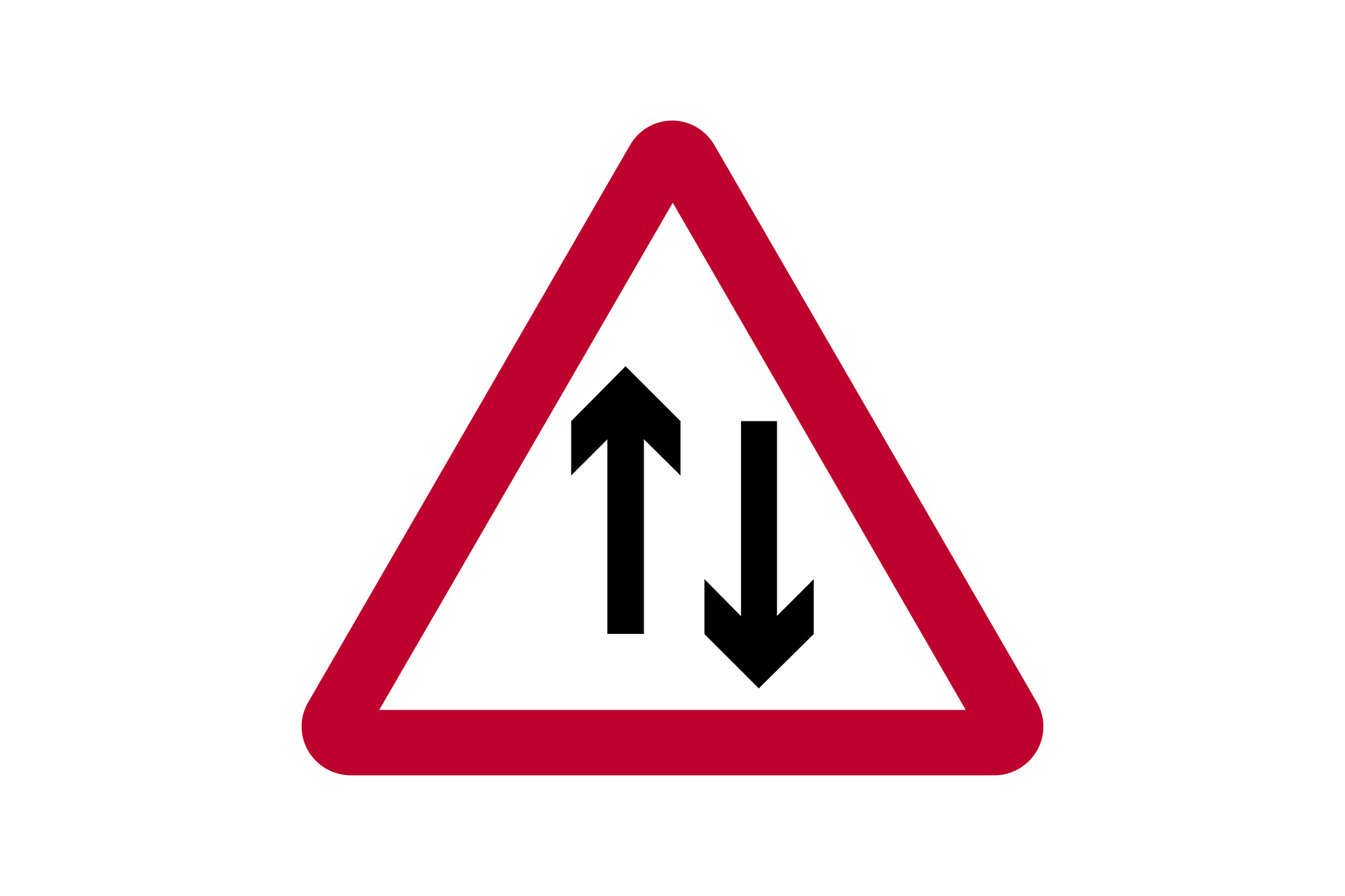 two way traffic ahead road sign