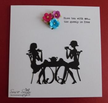 Have tea with me, clear typewriter stamp