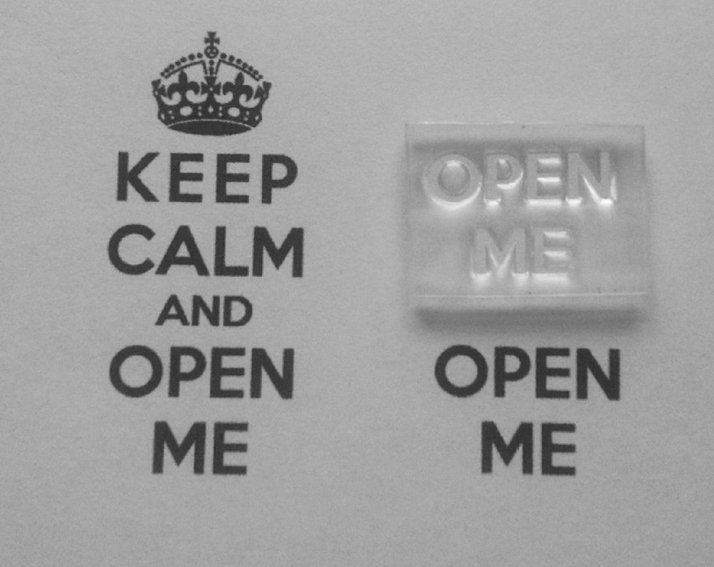 Open Me, for Keep Calm and, stamp