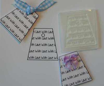 With Love, text tag stamp