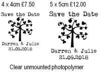 Save the Date heart tree custom stamp